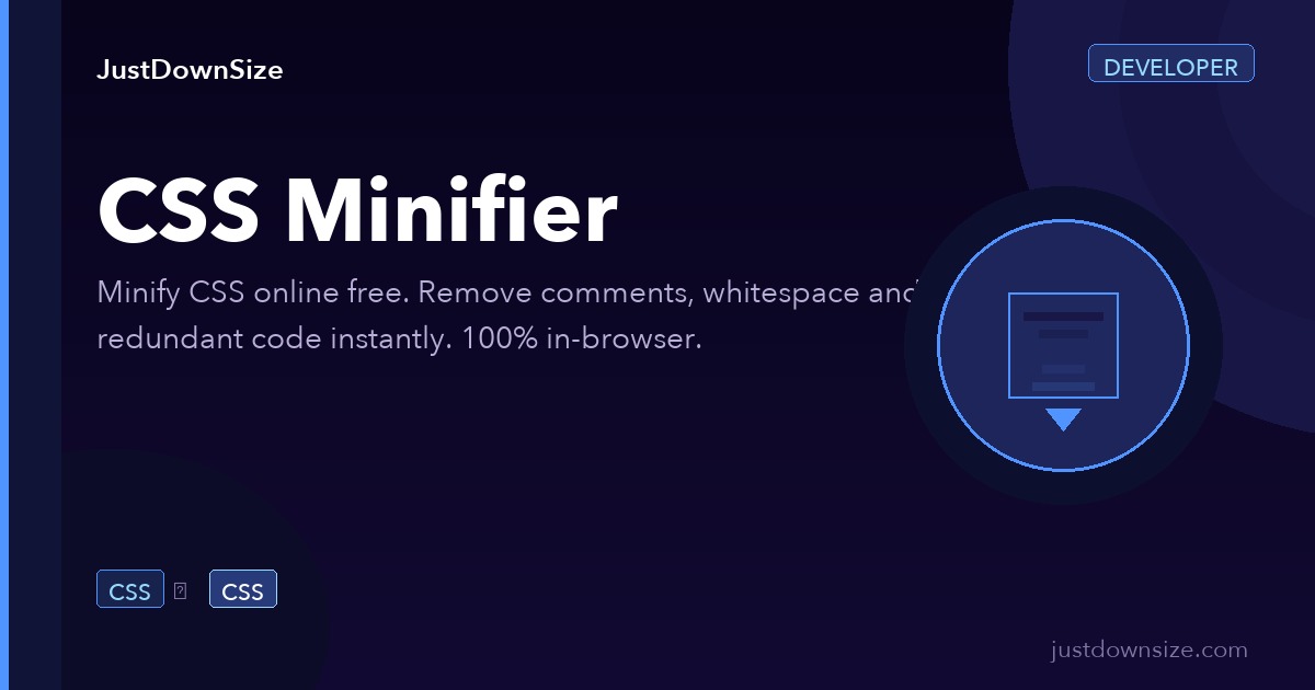 Css Minifier CSS Minifier Free Online — Compress CSS Instantly | JustDownSize